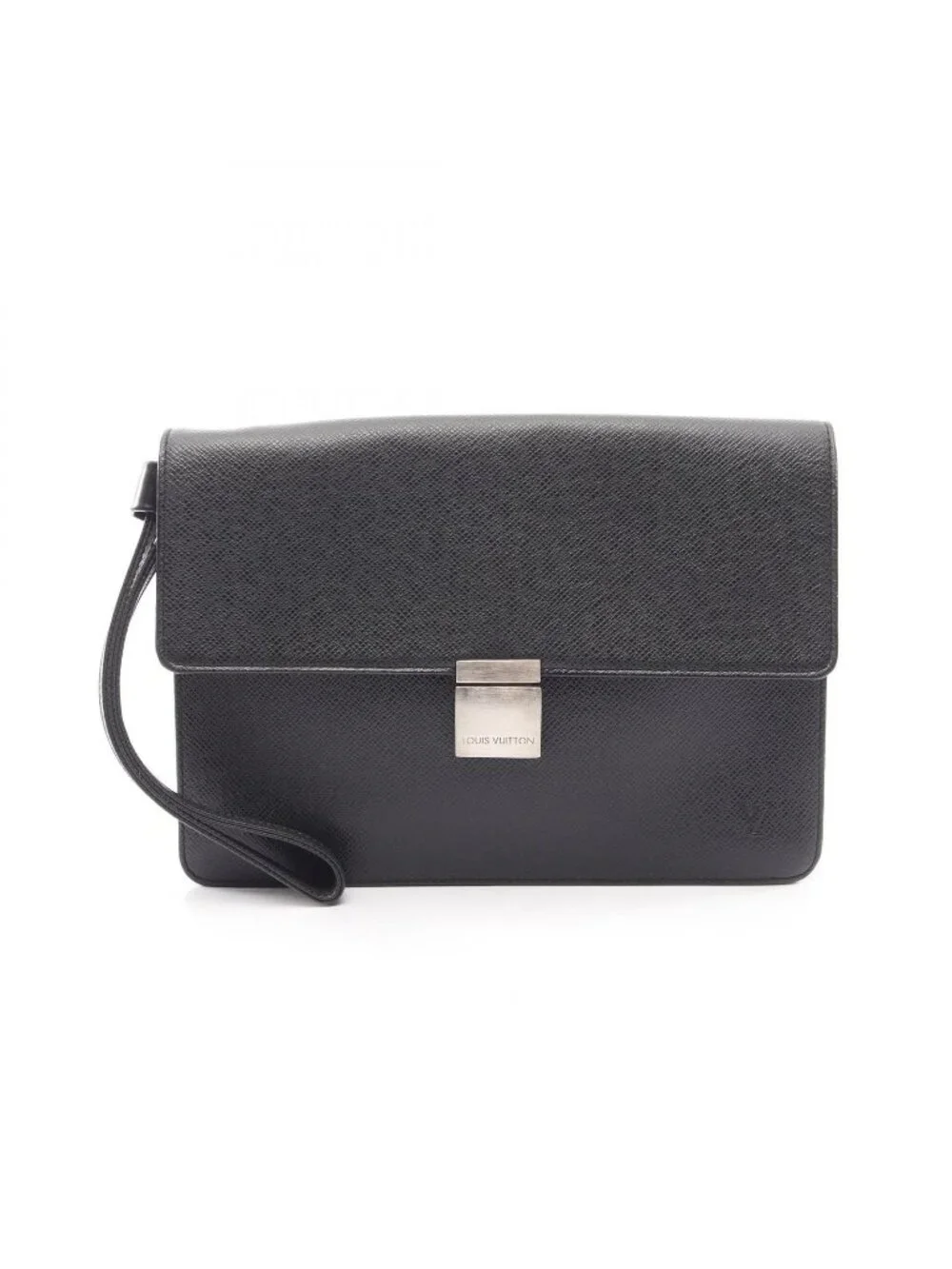 Louis Vuitton Clutch Selenga Taiga Ardoise Black Leather